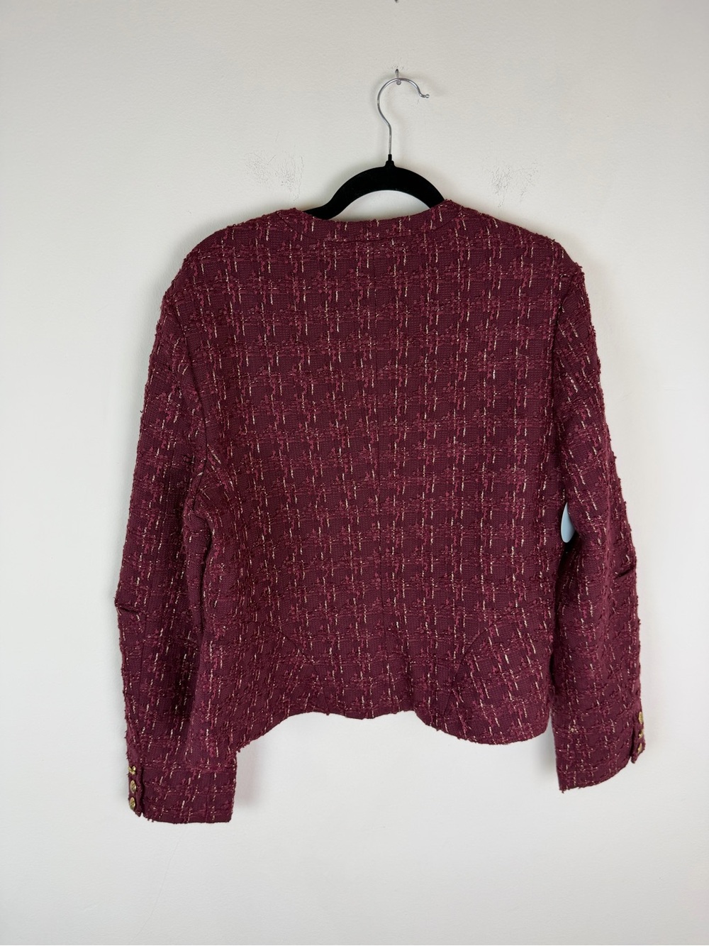 NWT Hill House The Valentina Jacket Tweed Blazer Burgundy Size XL - Picture 10 of 11